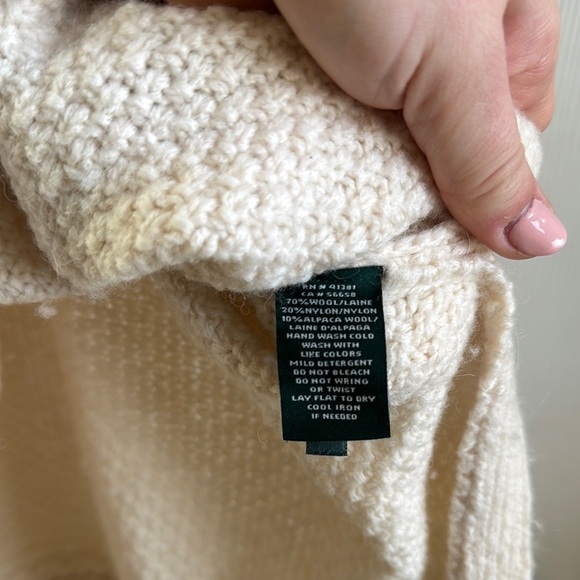 Lauren Ralph Lauren Cream Cowl Neck Sweater with Intricate Openwork - Picture 3 of 7